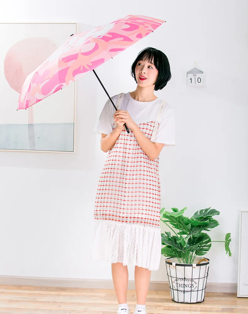 Мини-зонт складывающийся в карман женский 3 раза дорожный Зонт Солнцезащитный УФ индивидуальная трендовая камуфляжная защита от дождя и дождя двойного назначения