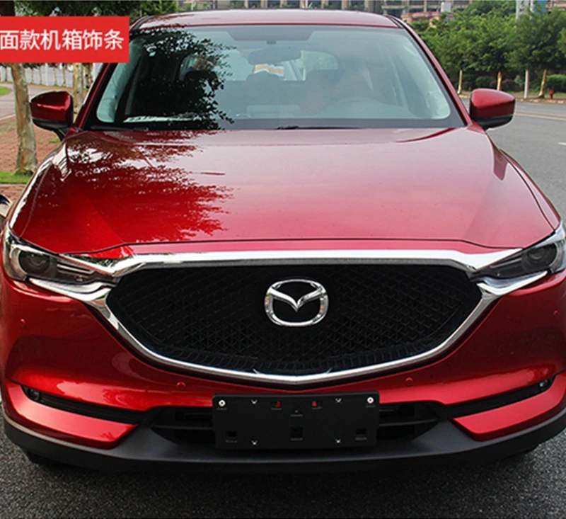 

MONTFORD Car Styling ABS Chrome Exterior Front Engine Machine Grille Upper Hood Cover Trim 1Pcs Fit For Mazda CX-5 CX5 2017 2018