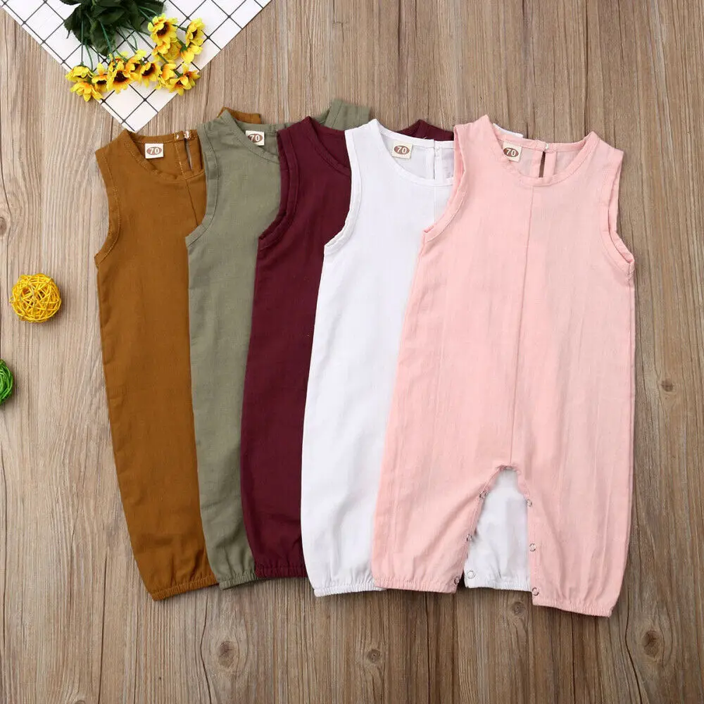 

2019 Newest Style Newborn Infant Boy Girl Spring Summer Clothes Solid Romper Jumpsuit Adorable Outfits Playsuits 6-24Months