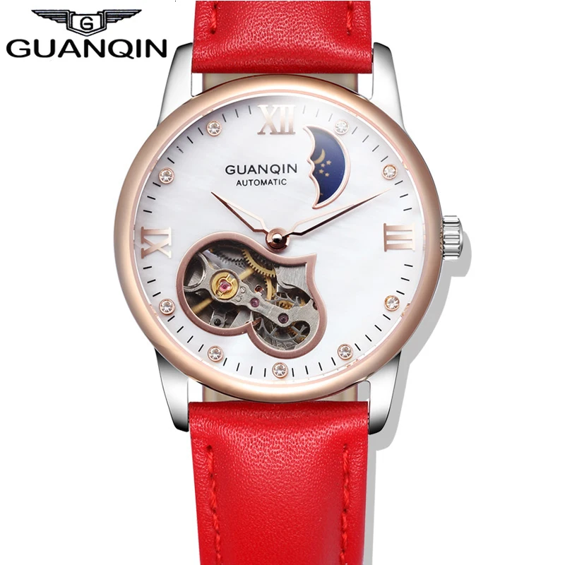 

Watches women Luxury Brand GUANQIN Genuine Leather Strap Waterproof Mechanical Wrist Watch for Ladies relogio feminino