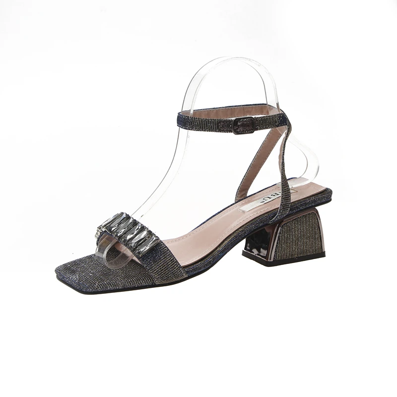 

Fashion 2019 Shoes Women Open Toe Sandals Women Summer Shoes Bling Sweet High Heels Dress Sandals Heeled Ankle Strap Sandals