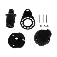 Round Hole Trailer Plug 7-Way EU RV Boat Truck Trailer Connector Plug+ Socket+ Bracket Set Kit Truck Trailer Connector