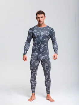 

Thermal Underwear Men Winter Camouflage Sports Cycling Base layer Men Workout set Compression thermal underwear rashgard male