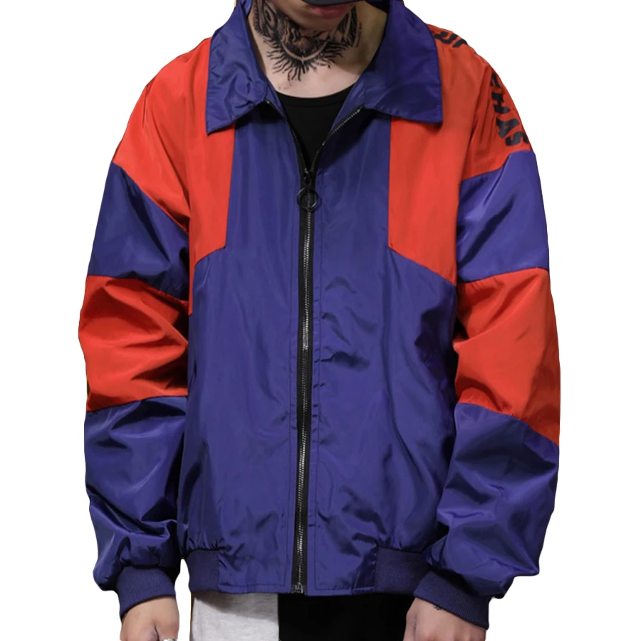 Vintage Jackets Men Street Hip Hop Mens Bomber Jackets Oversized Streetwear Windbreaker Color 
