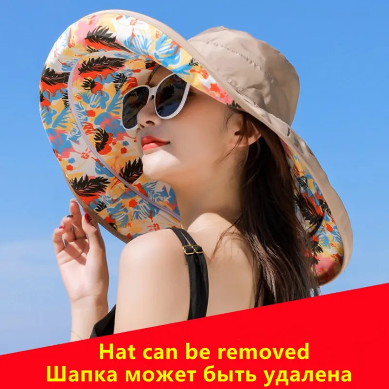 XdanqinX Складная Летняя женская шляпа большие кепки с козырьком от солнца Съемный солнцезащитный крем анти-УФ пляжная шляпа для женщин негабаритная женская шапка