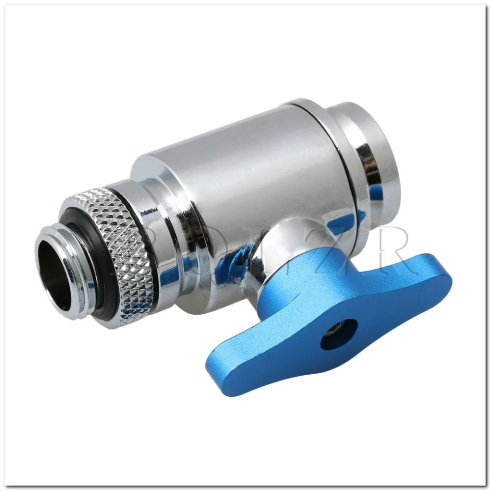 

BQLZR Silver Copper G1/4 Thread Water Stop Ball Valve Blue T Handle with Detachable Connector for Computer Water Cooling System