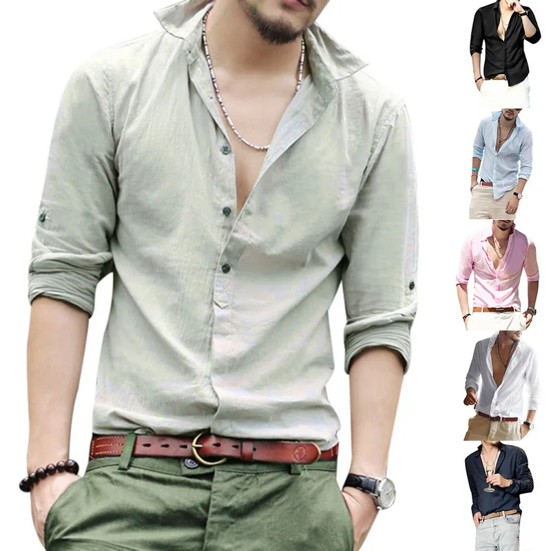 

Men White Shirts Solid Causal Long Sleeve Linen Shirts Fashion Quick Dry Mens Dress Shirts Spring Male Thin Social Shirts