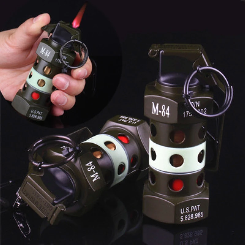 

Mini Metal Lighter Military Army Hand Grenades Model Gas Cigarette Flame Lighters Windproof Portable Bomb Keychain For Men Gift