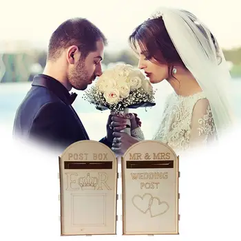 

LeKing Wall Mounted Mailbox Wooden Post Box Royal Mail Styled Storage Box Decoration Wedding Party Decoration Garden Supplies