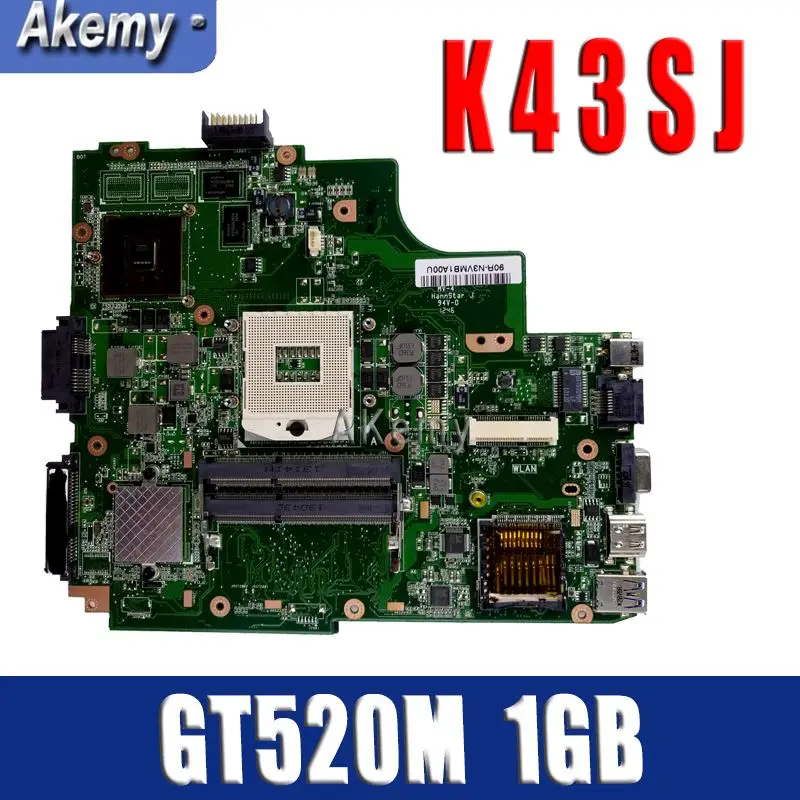 Amazoon K43SJ محمول اللوحة الأم ل ASUS X43S A43S K43S A83S A84S K43SV اللوحة 100% طيب REV: 4.1 1 GB GT520M