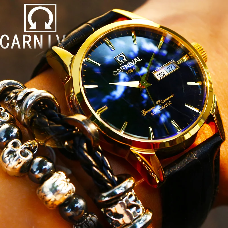 Switzerland Carnival Топ бренд Роскошные мужские часы автоматические сапфировые reloj hombre