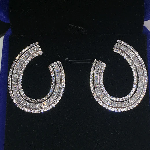 

Elegant design Luxury jewelry U Shape\pattern earring cubic Zircon geometry exaggerated Wedding Chandelier Earrings geometry