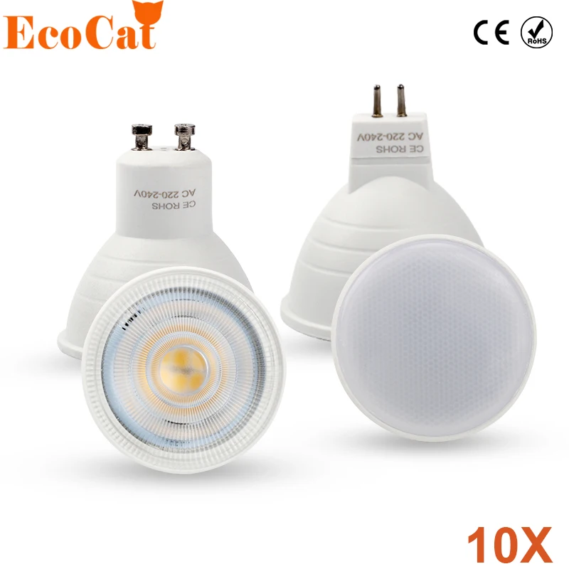 

10PCS/LOT LED lamp 220V 6W GU10 Spotlight MR16 2W 4W COB Chip Beam SMD 2835 Warm / cool white Energy Saving Bombillas