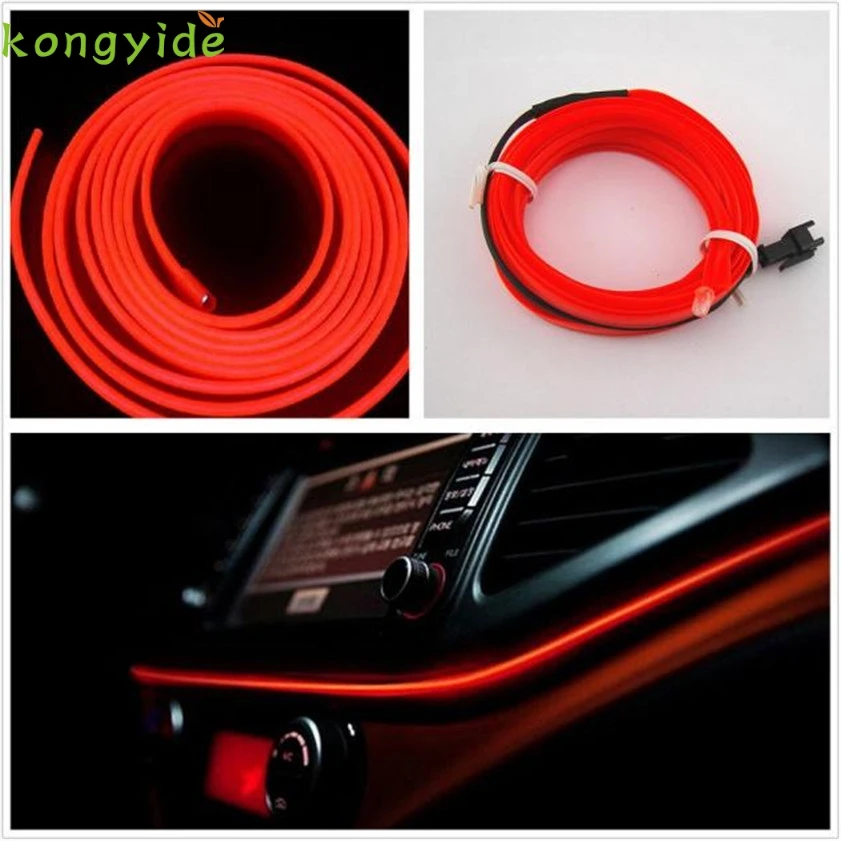 Us 3 72 11 Off High Quality 2m Red El Wire 12v Car Interior Decor Fluorescent Neon Strip Cold Light Tape In Car Light Assembly From Automobiles