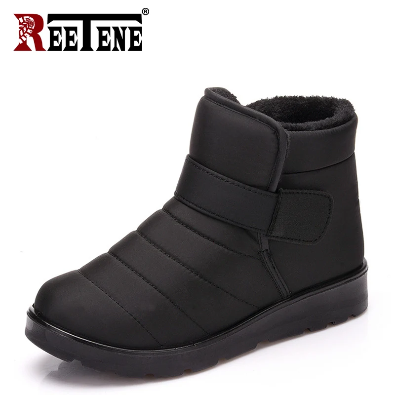 

REETENE Winter Boots Men Fashion Fur Winter Shoes Men Handmade Men Leather Winter Boots High Quality Snow Male Boots Ankle Shoes