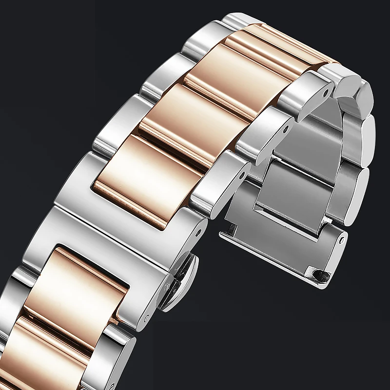 16mm 18mm 20mm 22mm 24mm Metall Edelstahl solide Uhr band Strap Armband Armband Armband schmetterling Verschlüsse Rose Gold
