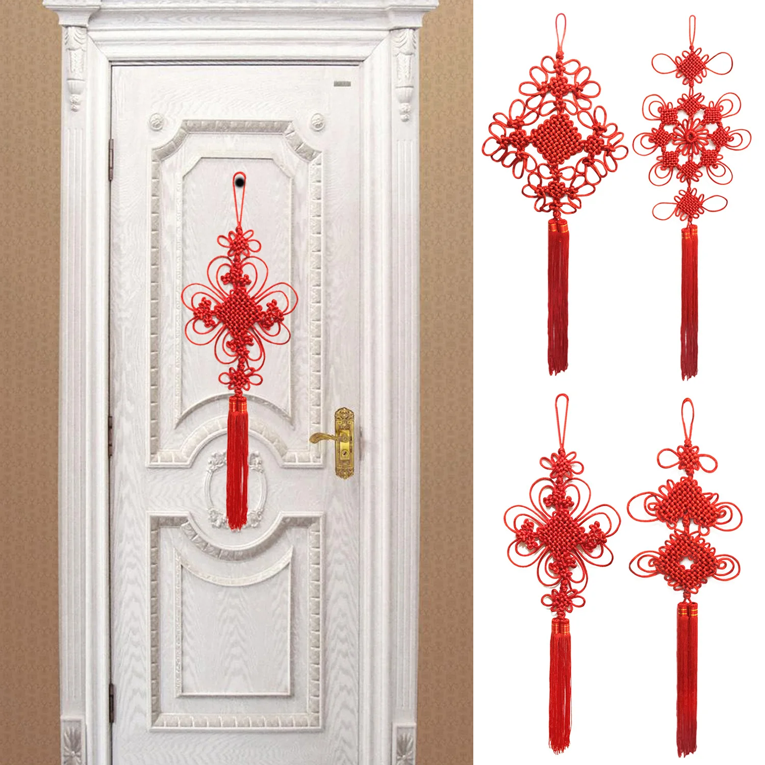 Behogar Good Luck Chinese Knot Hanging Decoration Ornament for 2019
