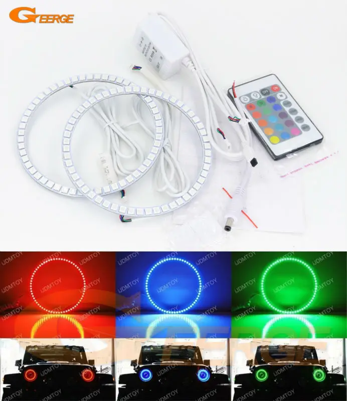 "Для Wrangler CJ и ТЖ в JK 7"" фары отличные RGB светодиодные Ангел глаза комплект Мульти-Цвет Ультра яркий глаза ангела гало кольца" "Для Wrangler CJ и ТЖ в JK 7"" фары отличные RGB светодиодные Ангел глаза комплект Мульти-Цвет Ультра яркий глаза ангела гало кольца"