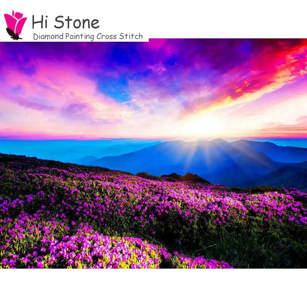 5D Diy Diamond Painting 3D Embroidery Cross Stitch Landscape Mosaic Full Square Rhinestone Moasic Flowers Mountain | Дом и сад