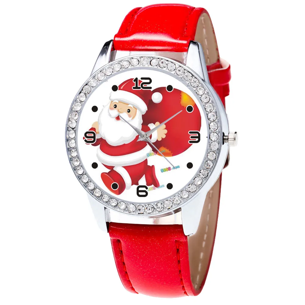 Ladies watch white Women Watch Christmas Diamond Leather Band Analog
