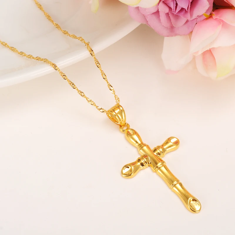 

cute new women cross gold color charms pendant necklace men fashion christian jewelry factory wholesale crucifix god gift