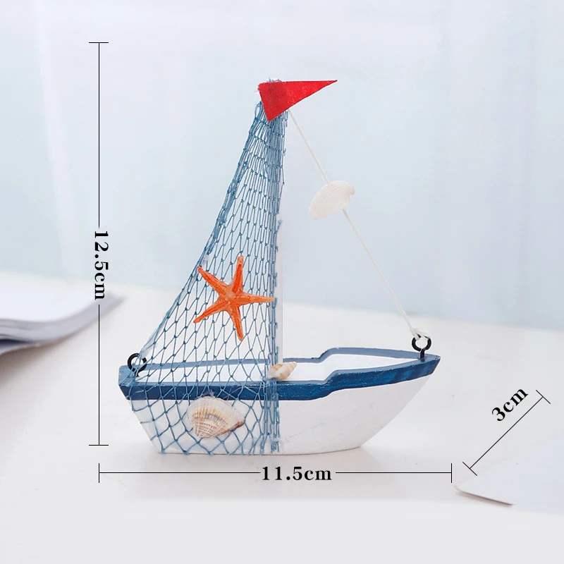 

Painting Surface Nautical Sailing Boat Ornament Small Decoration Wood Table Desk