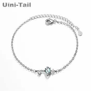 

Uini-Tail new hot 925 sterling silver dream universe planet key bracelet blue imitation glass Korea simple net red student gift