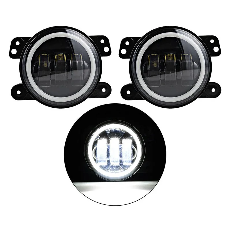 4 Inch Round Fog Lights 30W Front Bumper Halo Fog Lights for Jeep