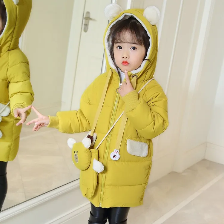 Новинка года, модная детская зимняя куртка милое теплое пальто для девочек Детские теплые толстые парки с капюшоном длинные пуховые хлопковые пальто для подростков - Цвет: see chart