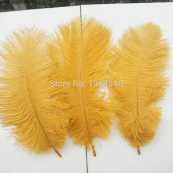 

100 Pcs Natural 15-20cm / 6-8 inch Gold yellow Color Ostrich Feathers ostrich plumes for party wedding decorative