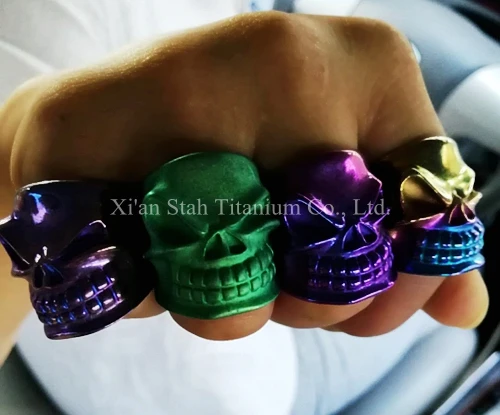 

Titanium TC4 Shri Shri Chitipati Skull Style Ring Anodized Color 19mm /21mm Diameter