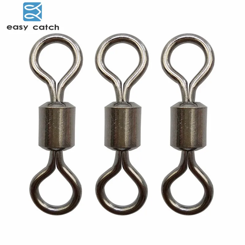 Easy Catch 6pcs Rolling Fishing Swivel With Solid Ring Black Nickle Brass Heavy Duty Big Fishing