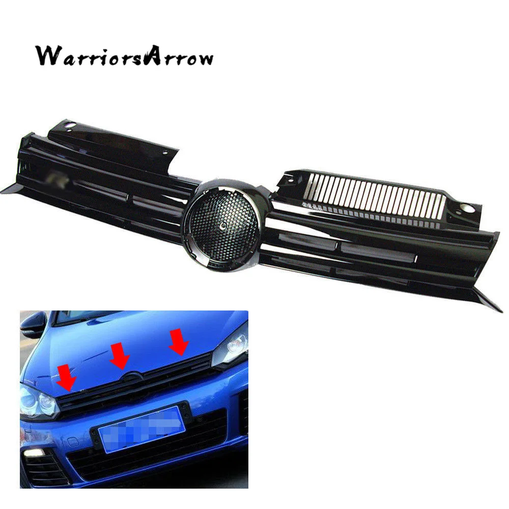 

Glossy Black Front Upper Hood Bumper Mesh Center Grill Grille For Volkswagen MK6 GOLF 2009 2010 2011 2012 2013