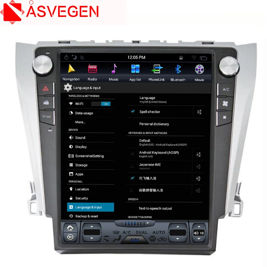 Asvegen дюймов 10,4 дюймов вертикальный экран Android 7,1 4 ядра Автомобильный мультимедийный DVD плеер стерео радио для Toyota Camry 2012-2016