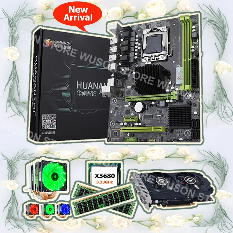 #^Special Price HUANANZHI X58 Pro motherboard processor Intel Xeon X5680 3.33GHz with cooler 16G memory DDR3 REG ECC GPU GTX750Ti 2G video card