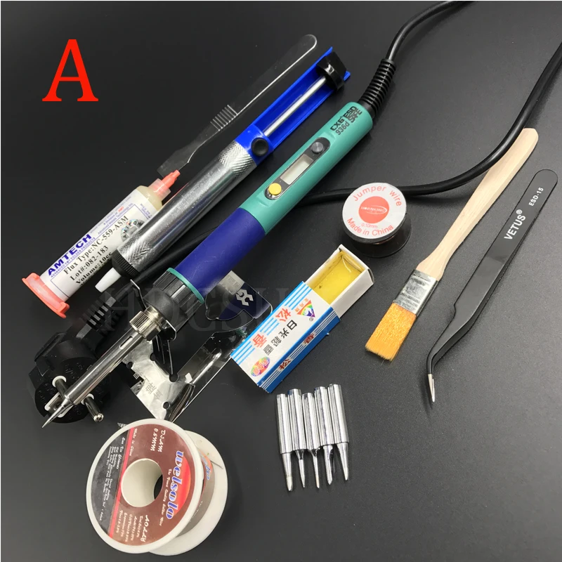 

CXG 936d Digital LCD Adjustable temperature Electric Soldering station Electric soldering iron 60W solder+tip 220V EU & 110VUS