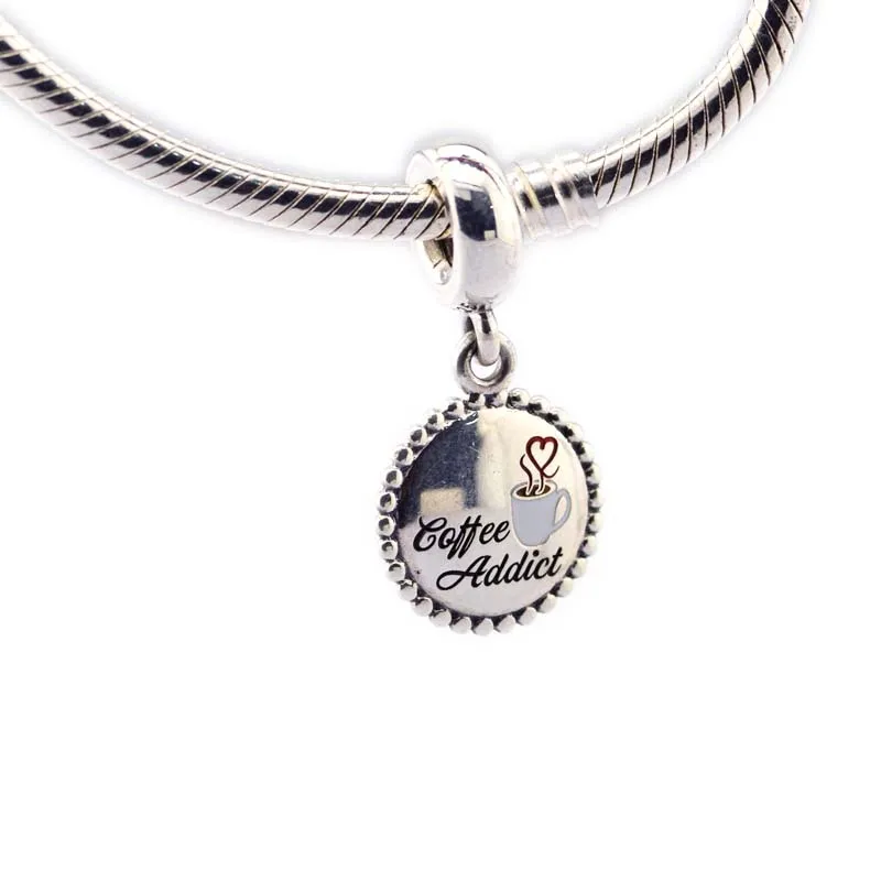 

Coffee Addict Charm Dangle 100% 925 Sterling Silver Mixed Enamel Beads for Jewelry Making Fit Bracelets Diy Fine Jewelry PRF667