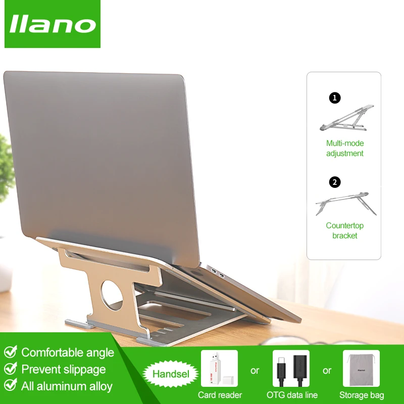 Silver Aluminum Laptop Stand Tablet Stand Universal for Apple MacBook Air Pro 11-15 inches Folding Adjustable Office Notebook
