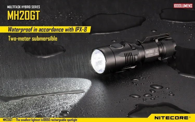 2016 новое поступление nitecore MH20GT Перезаряжаемые 7 режимов 1000lm XP-L Hi V3 светодиодные лампы 18650 CR123 Факел Бесплатная доставка