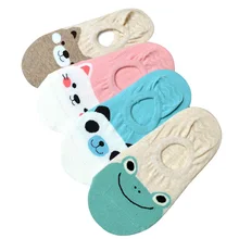 5 Pairs/lot Women Socks Candy Color Small Animal Cartoon Pattern Boat Sock Suit for Summer Breathable Casual Ladies Funny Sock