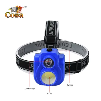 

COBA led headlamp plastic cob head light use 3*AA battery waterproof 2 bulbs 2 modes by 1 button super bright hiking light