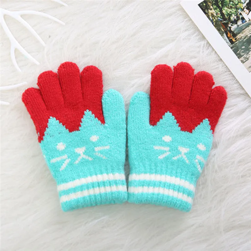 PUDCOCO недавно Детские Зимние перчатки для маленьких мальчиков варежки для девочки теплые - Цвет: Синий