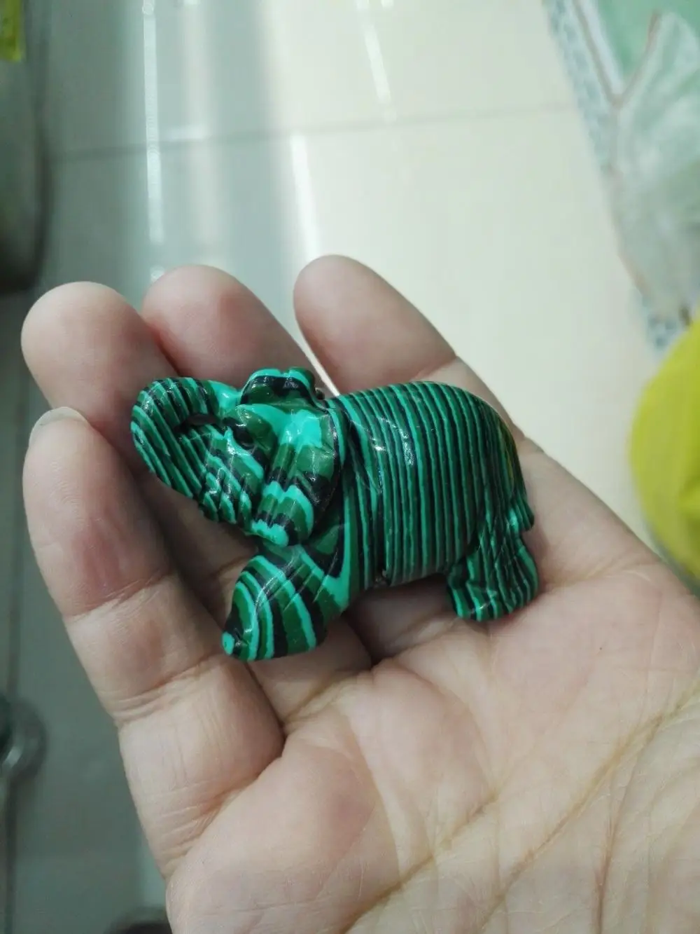 Malachite elephant ornaments