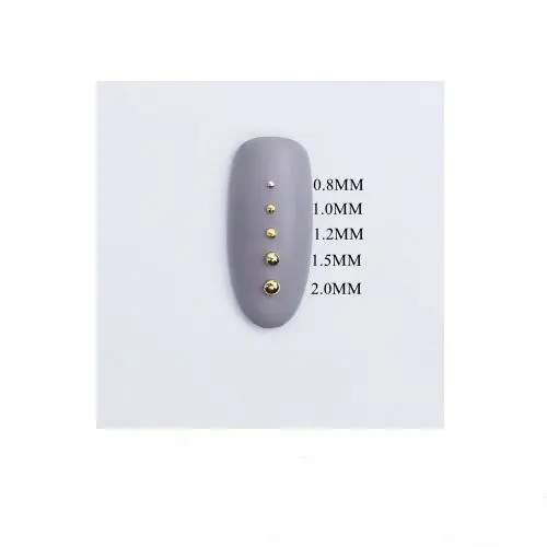 

3D Approx. 500pcs/bag Tiny 0.8/1/1.2/1.5/2MM Gold and Silver Round Metal Stud Metal Nail Art Decoration