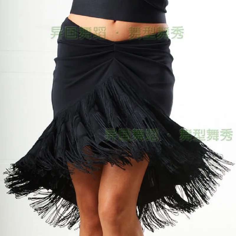 

Ballroom Dance Latin dance front wrinkle three layers tassel skirt S12068