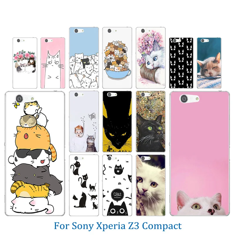 Phone Case For Sony Xperia Z3 Compact mini Soft Silicon Bag Luck Cat Pattern for Back Cover M55W D5803 D5833 TPU Coque |