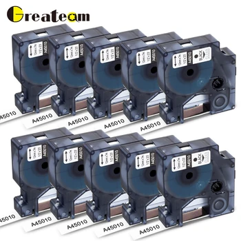 

Greateam10pcs/lot 45010 Compatible Dymo D1 S0720500 45010 Label Tape Black on Clear for Dymo Printer Label Manager 160 280 420P