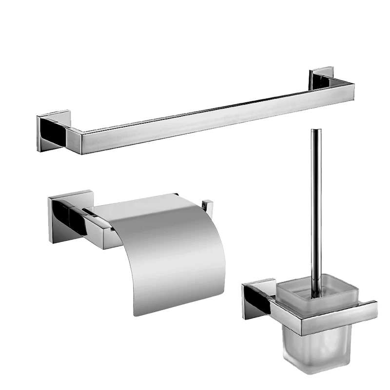 Günstige SUS 304 Edelstahl Wand Montiert Bad Hardware Set Glatte Helle Oberfläche Chrom Stahl Bad Hardware Set