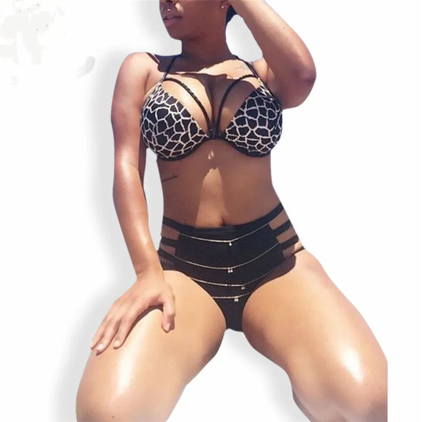 

Plus Size Bikini Push Up Swimsuit High Waist Biquini 2017 Leopard Bathing Suit leotard maillot de bain biquine large size