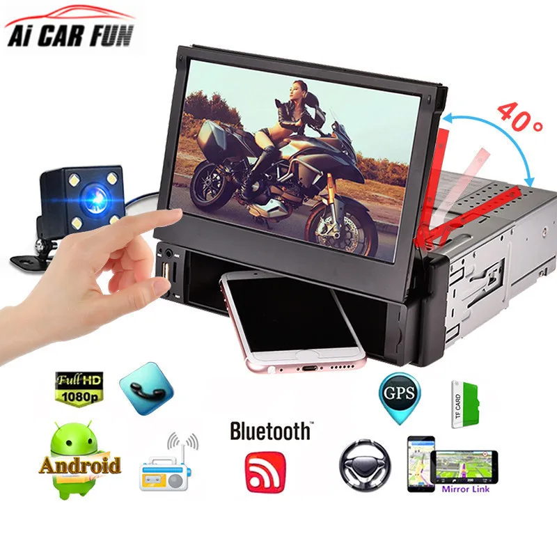 

7 Inch Telescopic CAR MP5 Radios Support English/Russian Media Player Quacore HD Android 6.0 OS Car Wifi GPS Multimedia Player
